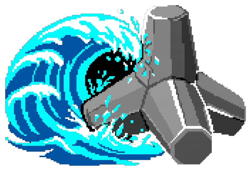 Breakwater logo: a wave breaking on a tetrapod